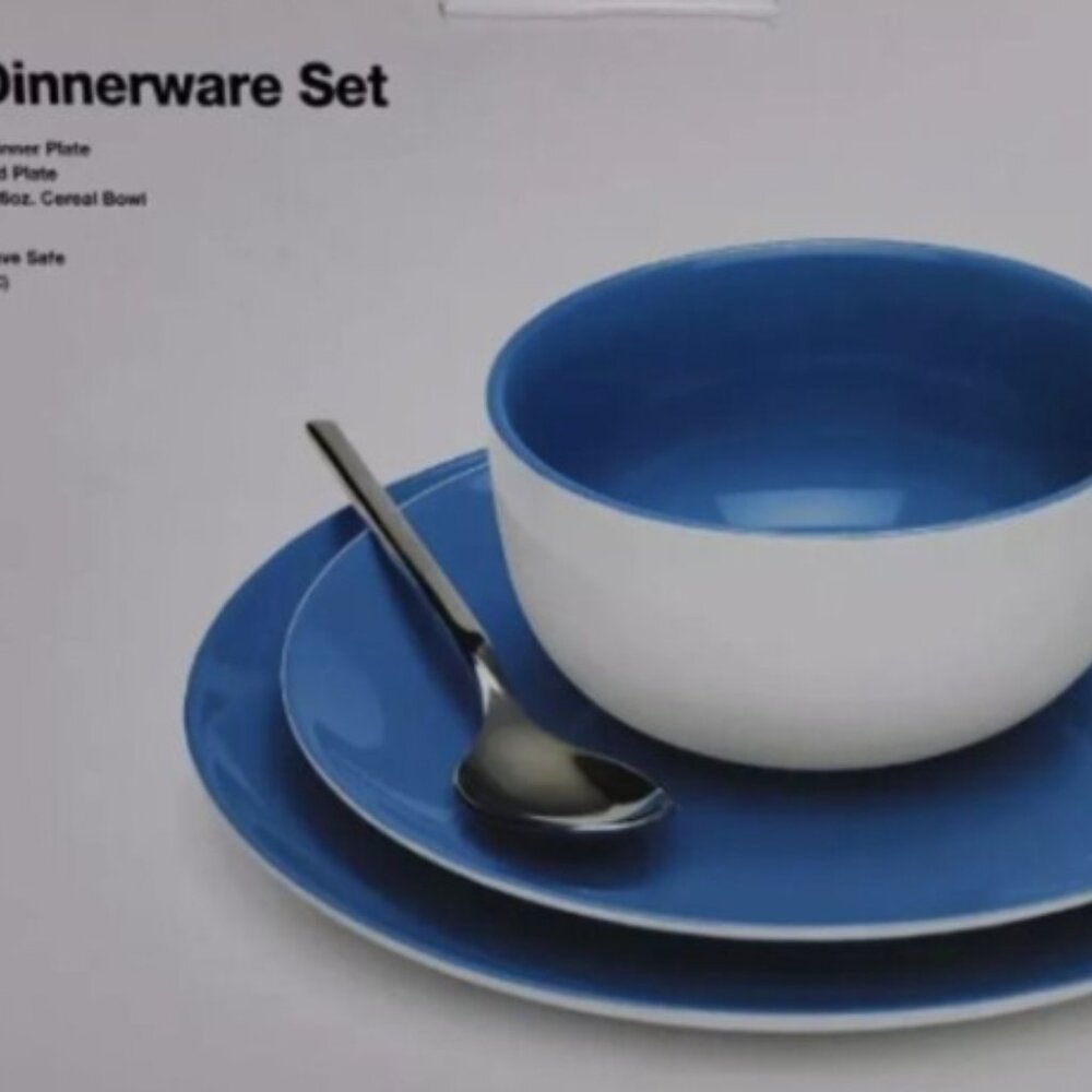 The Cellar 12 Pc. Dinnerware Set, Service for 4, Dinner Set Blue, Stoneware - Picture 2 of 4